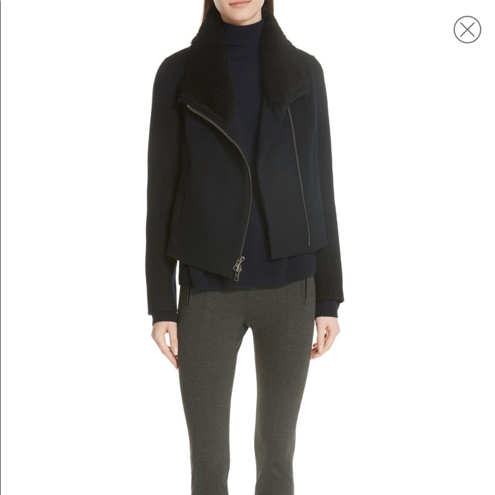 Vince Navy Wool Shearling Scuba Jacket size L